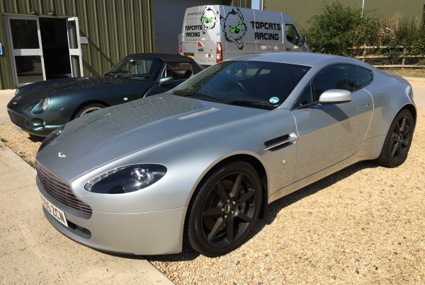 silver Aston Martin V8 Vantage (2006) at topcats racing workshop