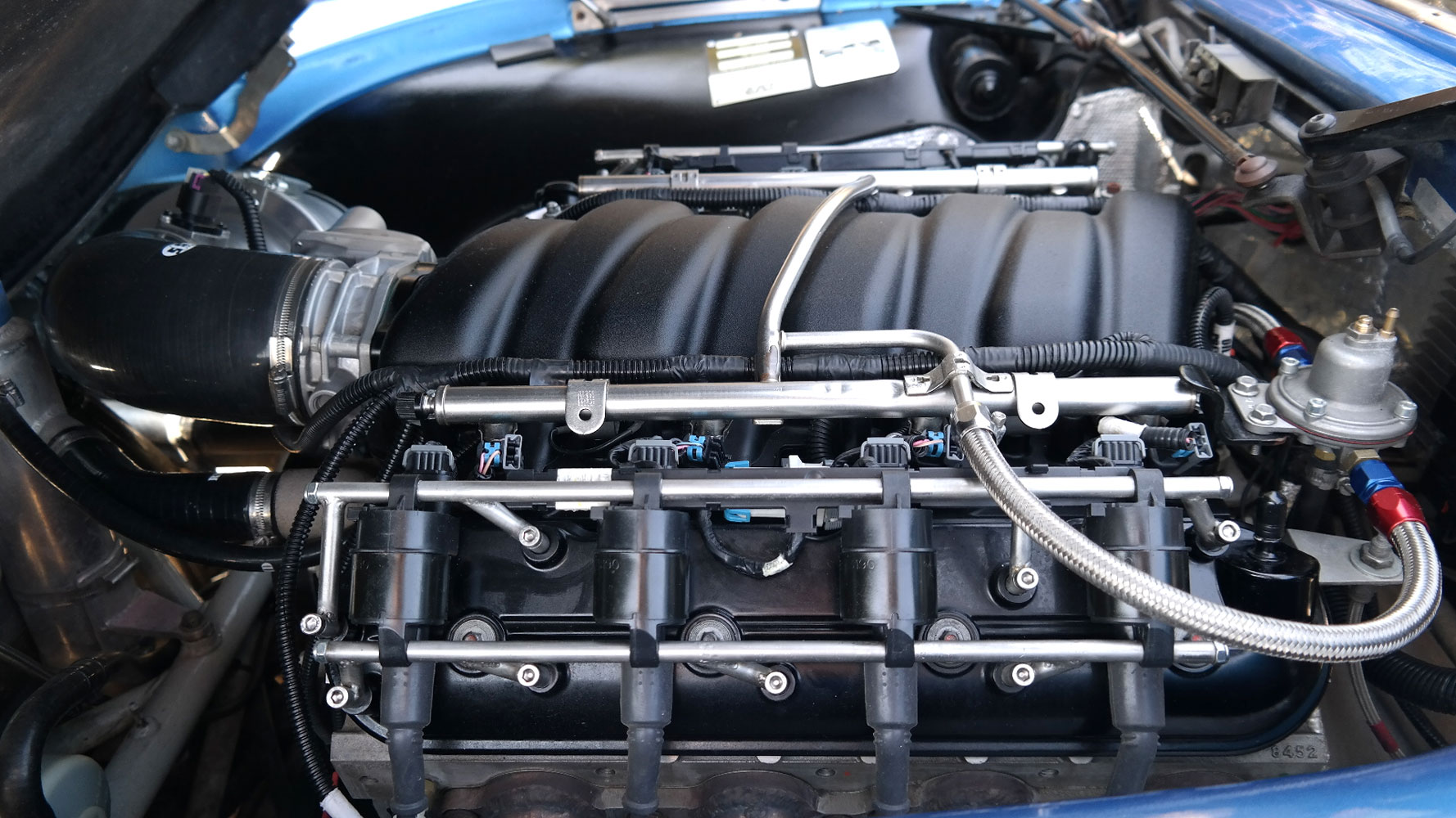 close up of V8 chevy ls engine conversion in TVR