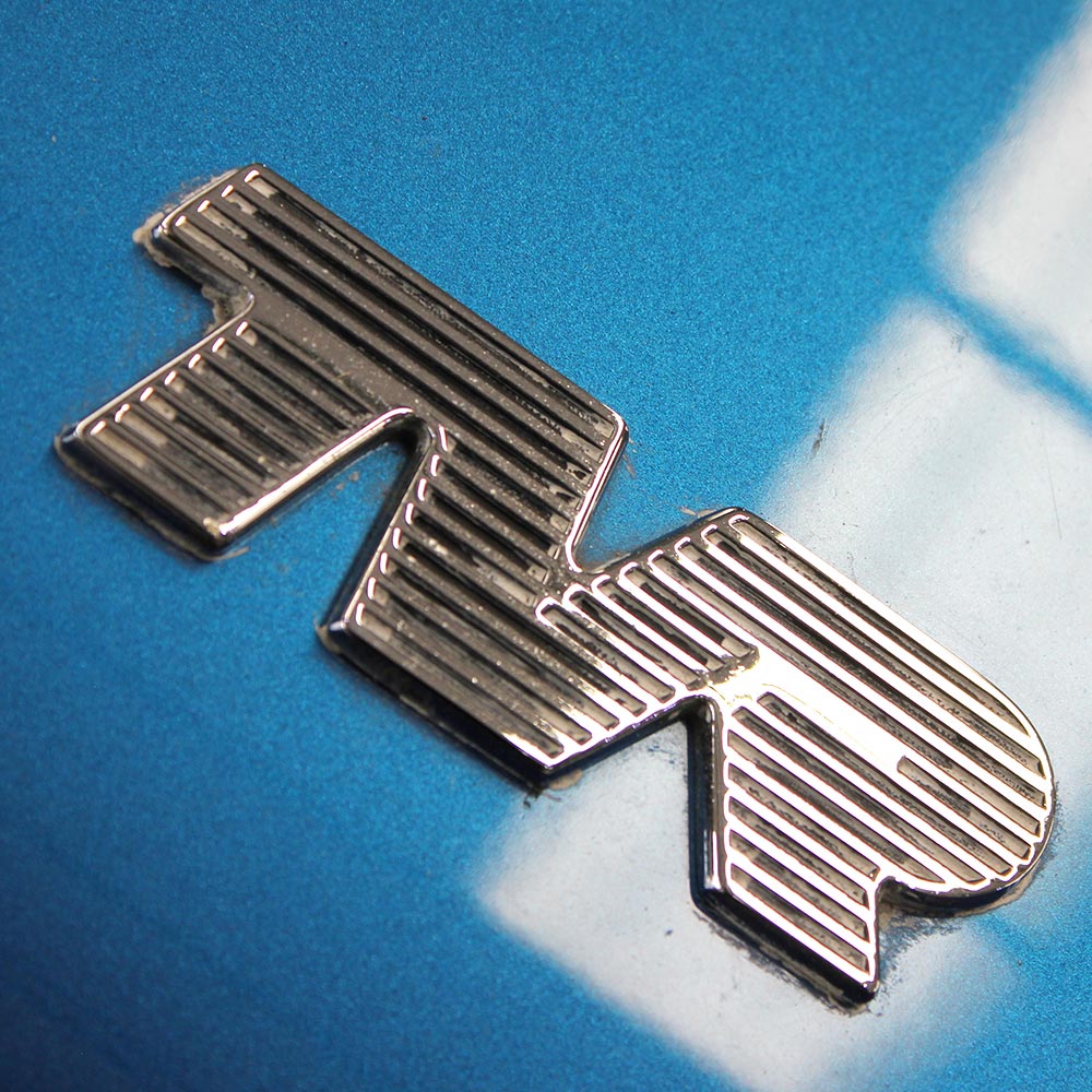close up of tvr emblem